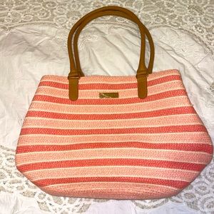 Pink striped basket purse
